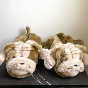 Plush Bulldog Slippers - Unisex, Pre-owned